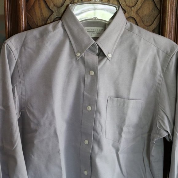 3/$15 VAN HEUSEN Blended Pinpoint Oxford Collar Shirt NWT! - Gray, Size S - Picture 4 of 16